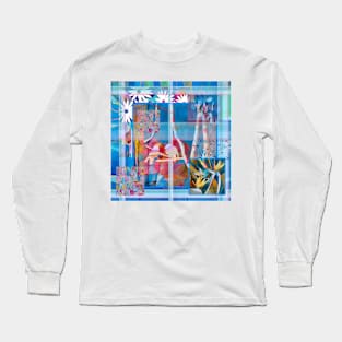 Birds Branches and Blossoms Digital Collage Long Sleeve T-Shirt